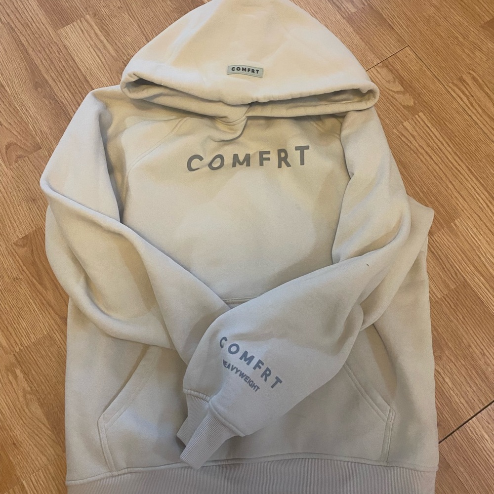 Comfort Branded Unisex Hoodie Sweatshirt - Cream